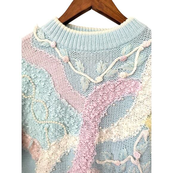 Vintage Jaclyn Smith Pastel Abstract Sweater Women’s Size M |  Knit 80s Style - Picture 3 of 14